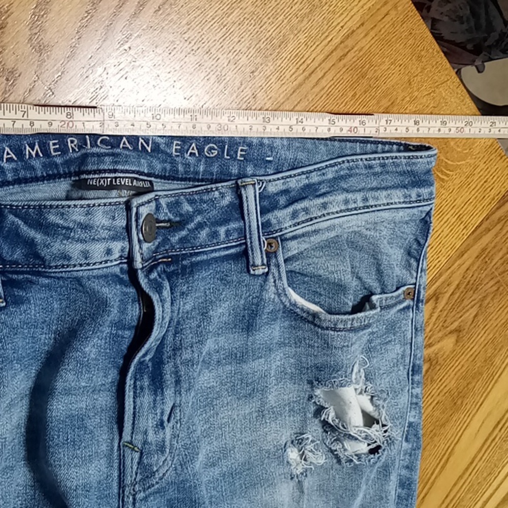 AMERICAN EAGLE JEANS Mens  36 x 32 BLUE SKINNY DENIM Pants Preowned - Picture 5 of 9